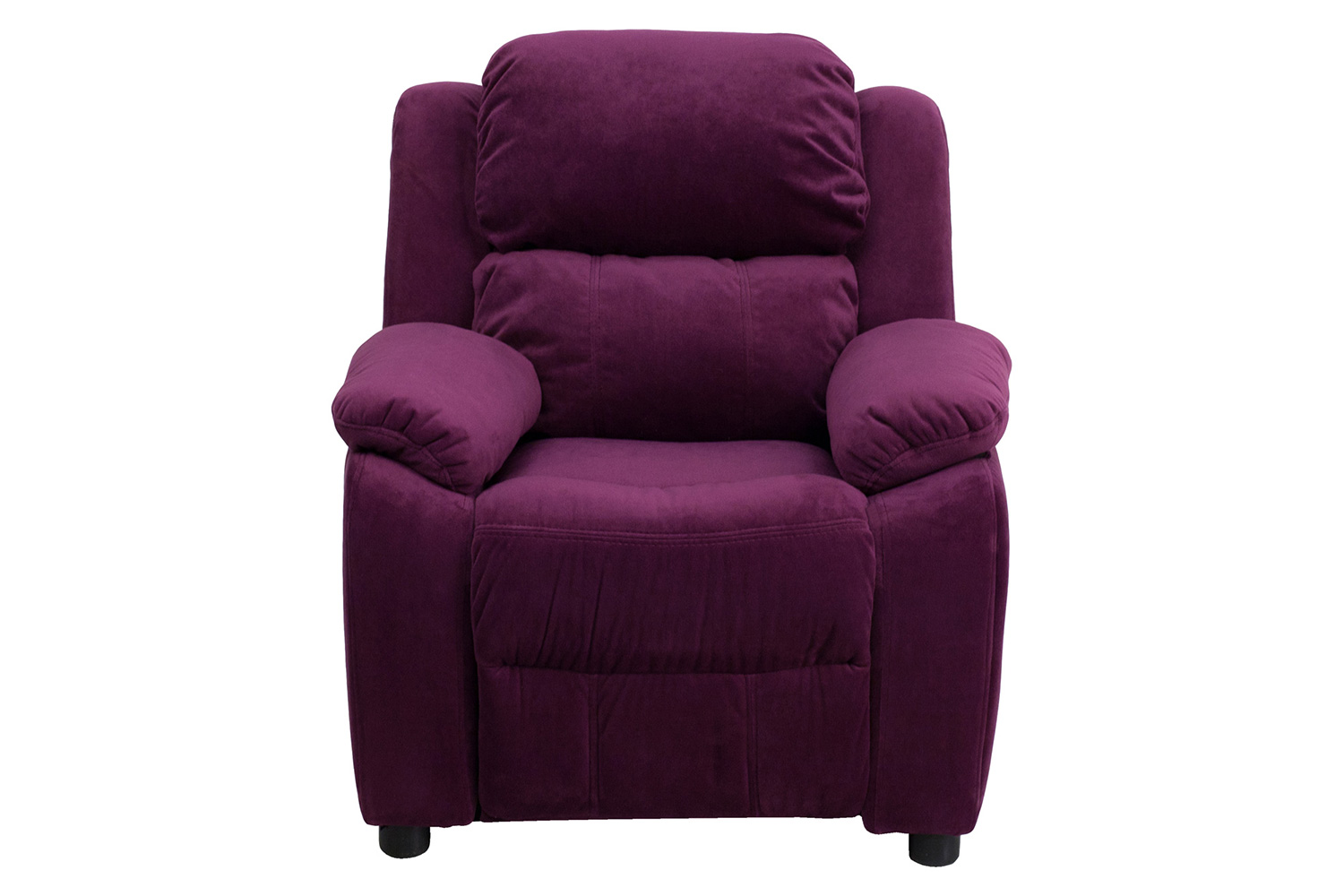 BLNK Charlie Deluxe Microfiber Padded Contemporary Kids Recliner with Storage Arms - Purple