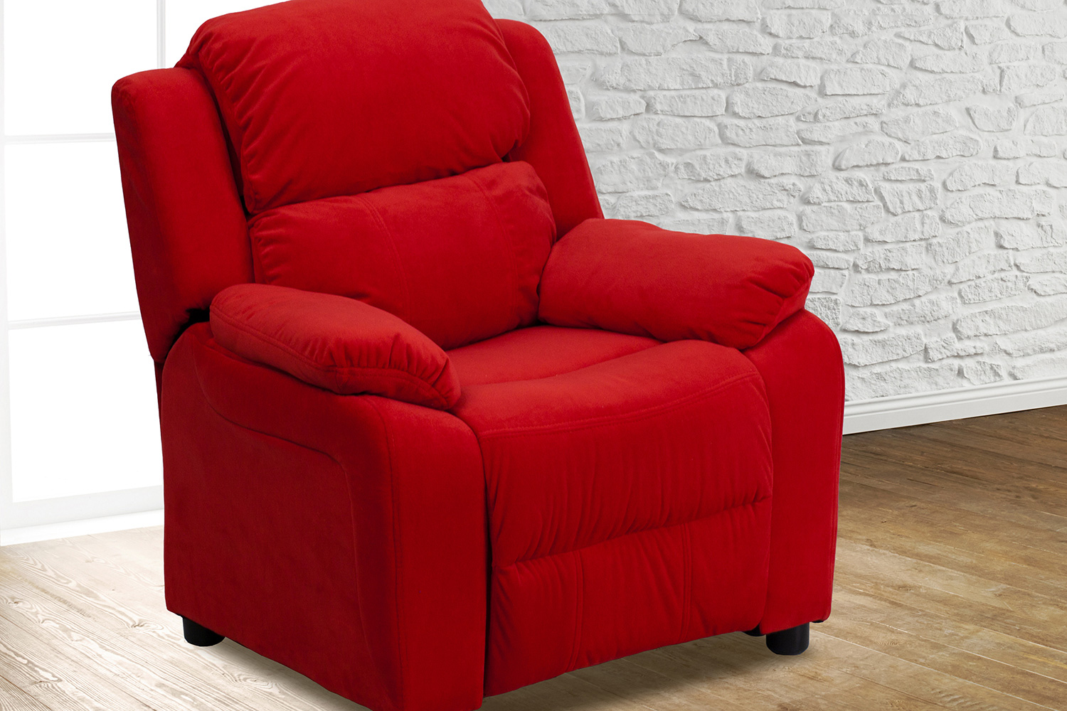 BLNK - Charlie Deluxe Microfiber Padded Contemporary Kids Recliner with Storage Arms