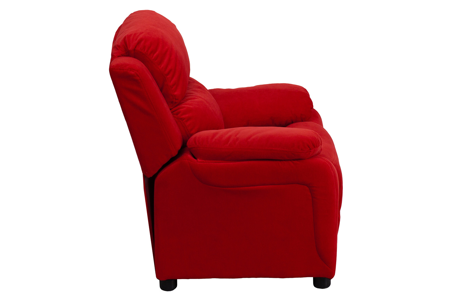 BLNK Charlie Deluxe Microfiber Padded Contemporary Kids Recliner with Storage Arms - Red