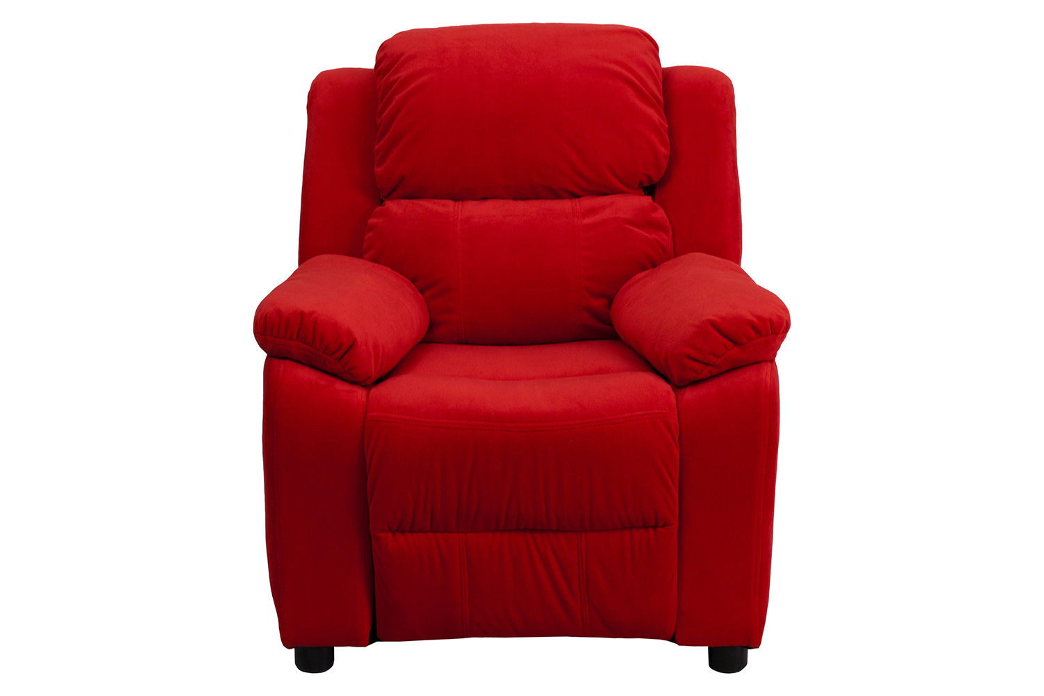 BLNK Charlie Deluxe Microfiber Padded Contemporary Kids Recliner with Storage Arms - Red