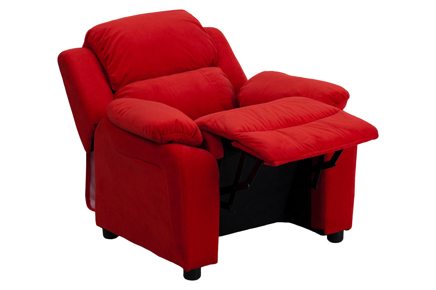 BLNK Charlie Deluxe Microfiber Padded Contemporary Kids Recliner with Storage Arms - Red