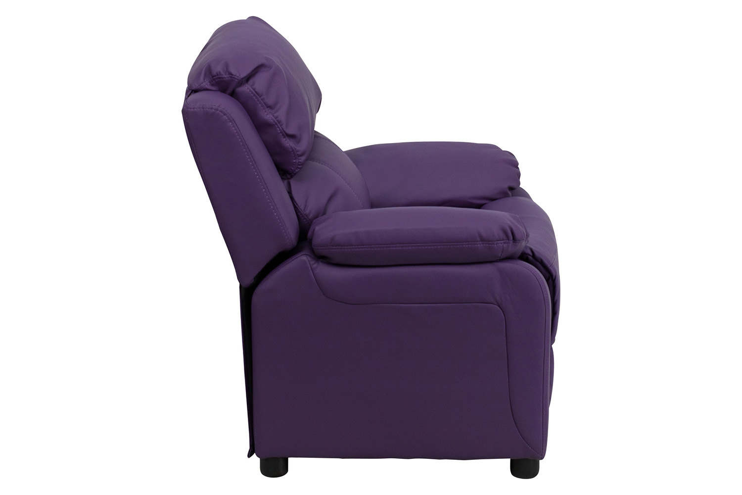 BLNK Charlie Deluxe Vinyl Padded Contemporary Kids Recliner with Storage Arms - Purple