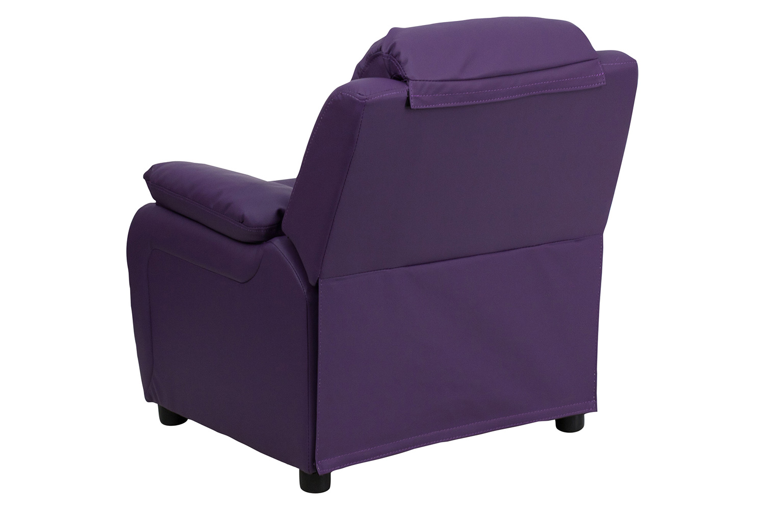 BLNK Charlie Deluxe Vinyl Padded Contemporary Kids Recliner with Storage Arms - Purple