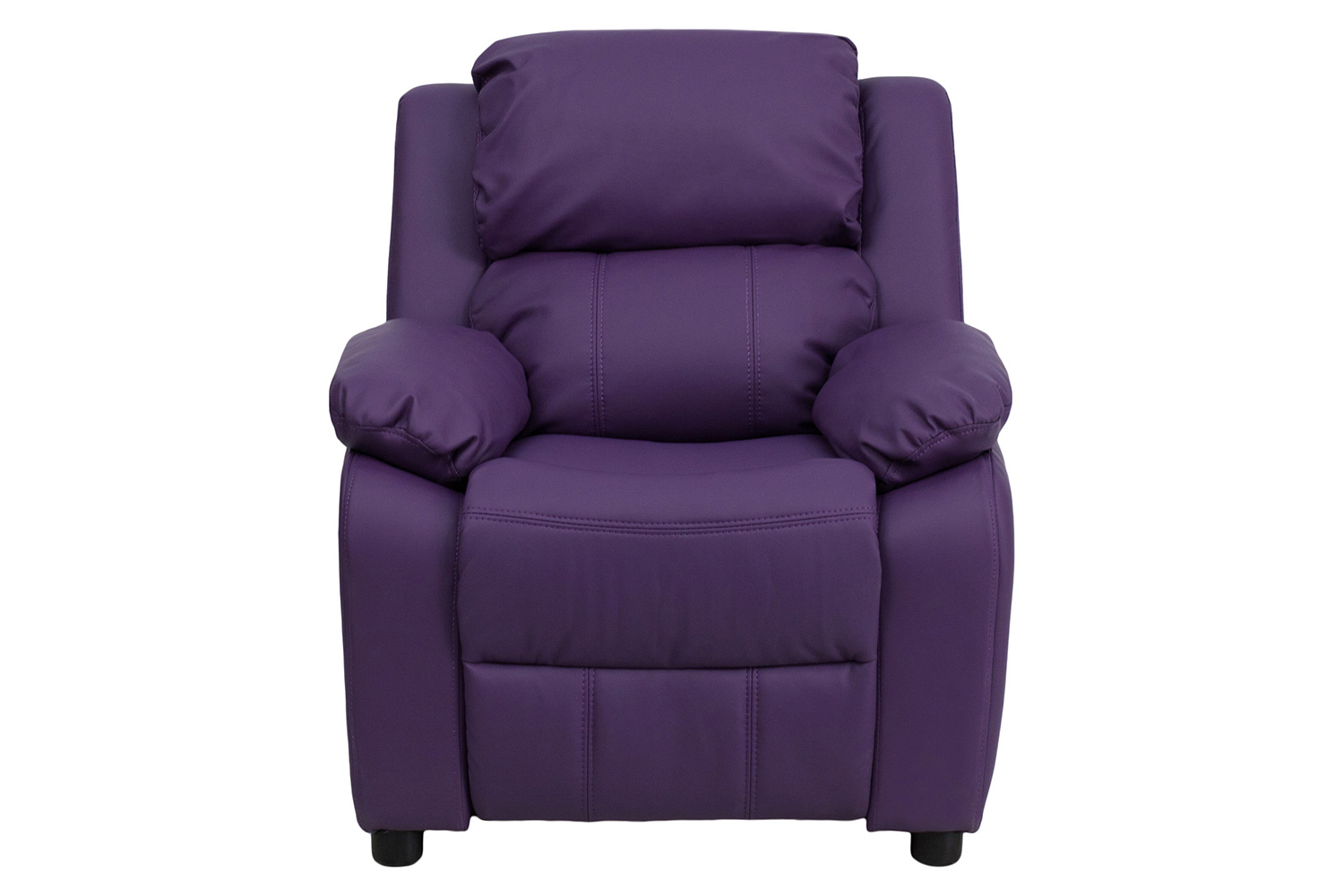 BLNK Charlie Deluxe Vinyl Padded Contemporary Kids Recliner with Storage Arms - Purple