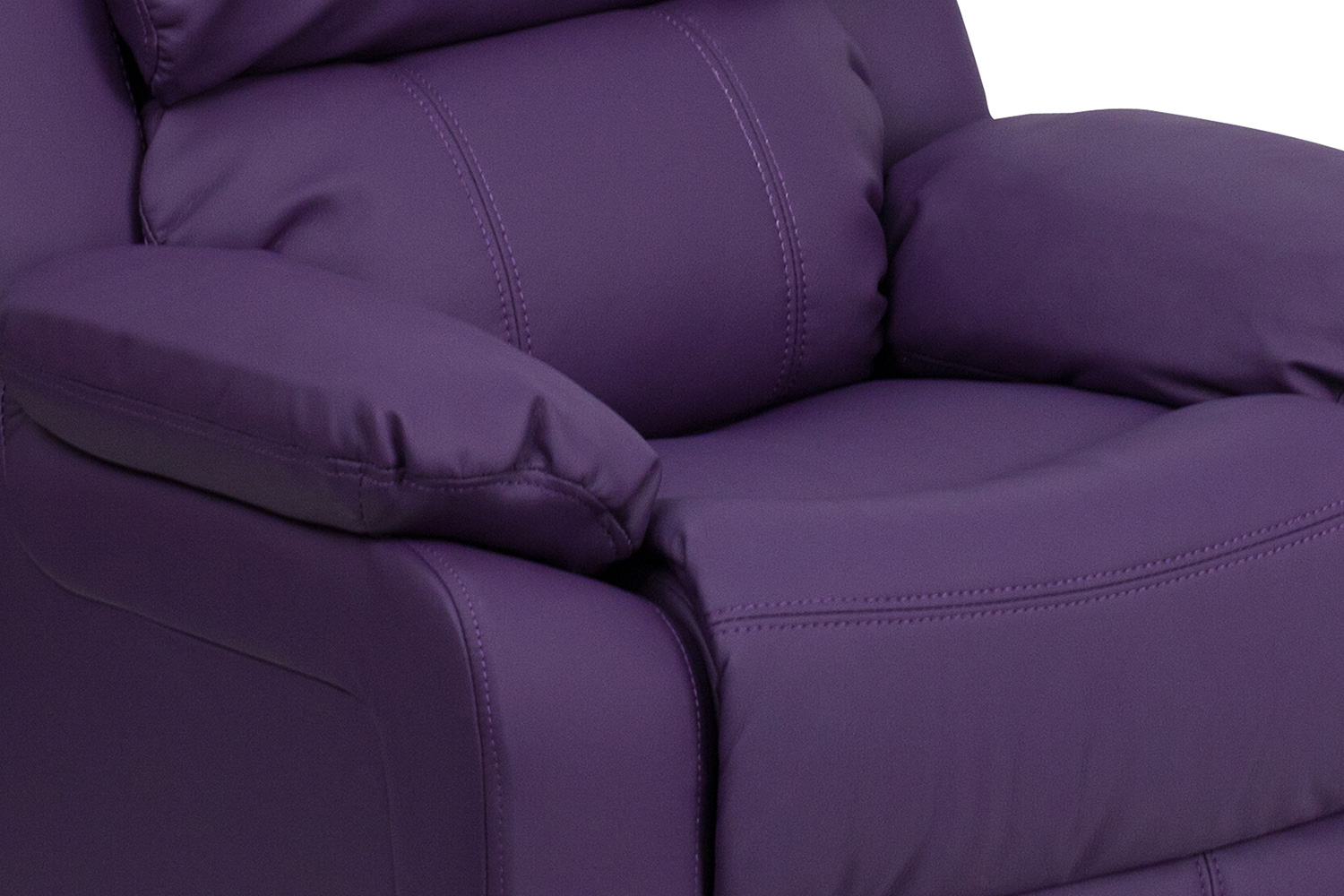 BLNK Charlie Deluxe Vinyl Padded Contemporary Kids Recliner with Storage Arms - Purple