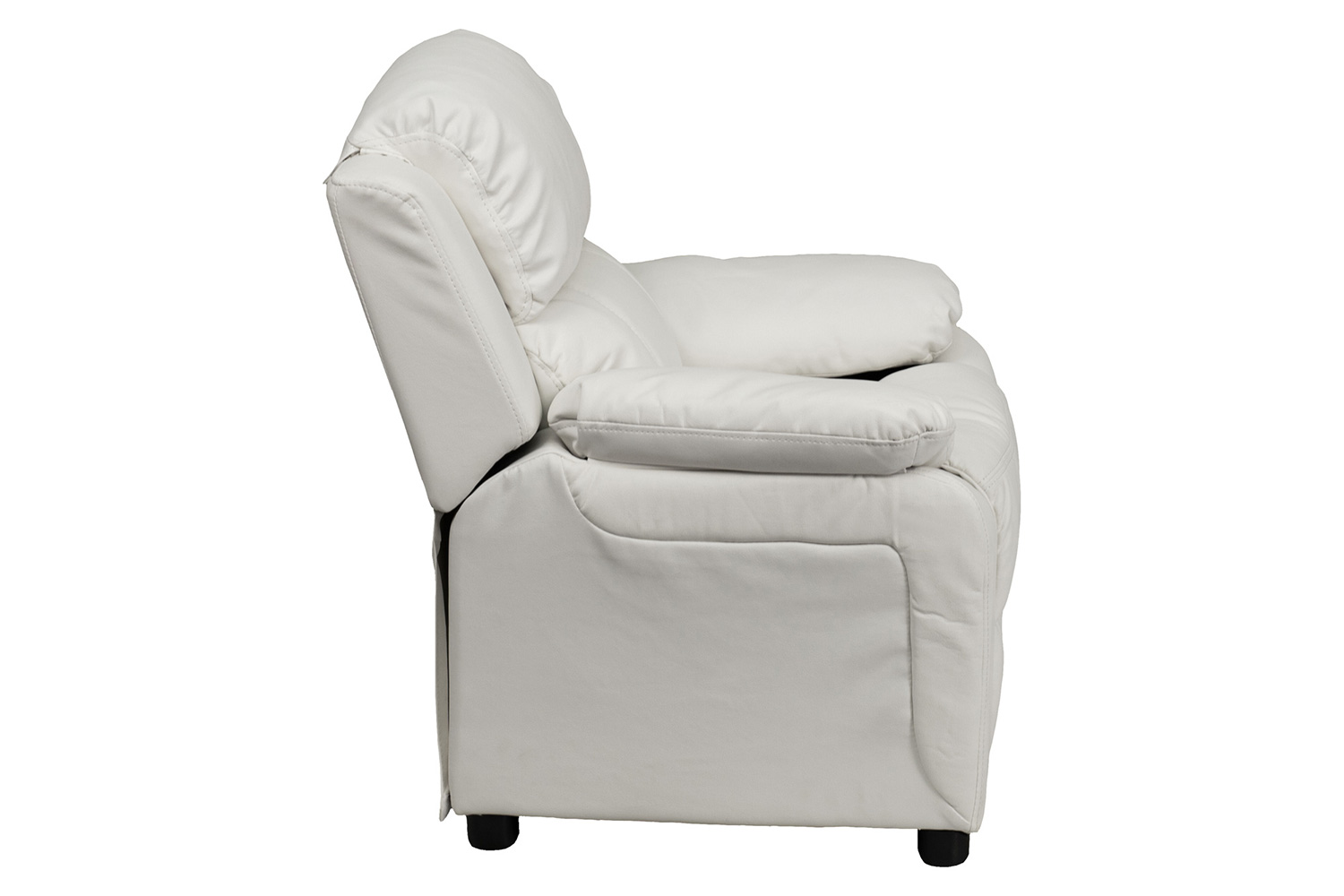 BLNK Charlie Deluxe Vinyl Padded Contemporary Kids Recliner with Storage Arms - White