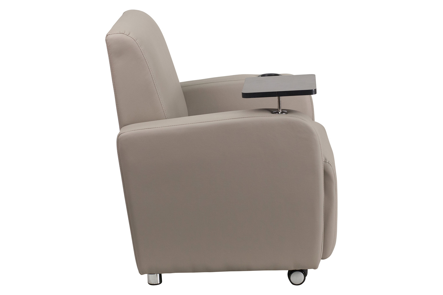 BLNK George LeatherSoft Guest Chair with Tablet Arm, Front Wheel Casters and Cup Holder - Gray