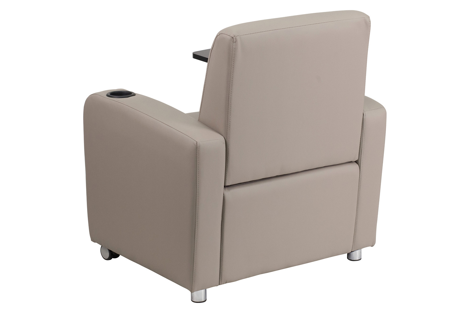 BLNK George LeatherSoft Guest Chair with Tablet Arm, Front Wheel Casters and Cup Holder - Gray