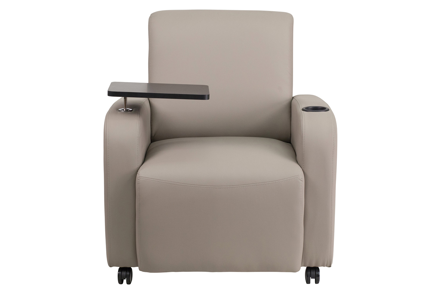 BLNK George LeatherSoft Guest Chair with Tablet Arm, Front Wheel Casters and Cup Holder - Gray