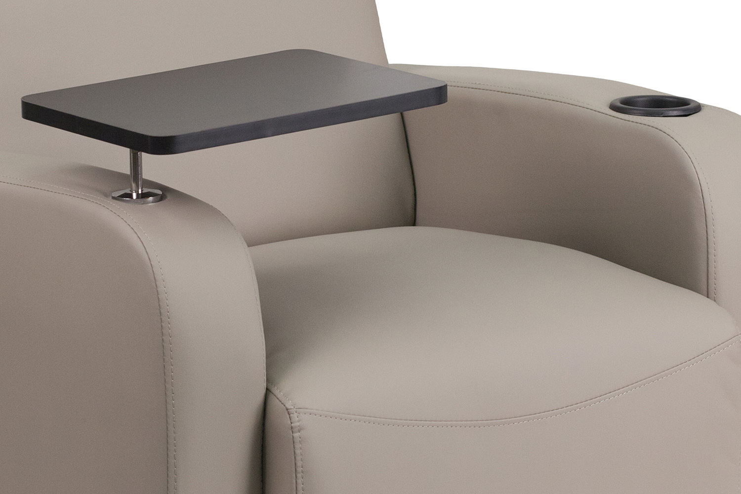 BLNK George LeatherSoft Guest Chair with Tablet Arm, Front Wheel Casters and Cup Holder - Gray