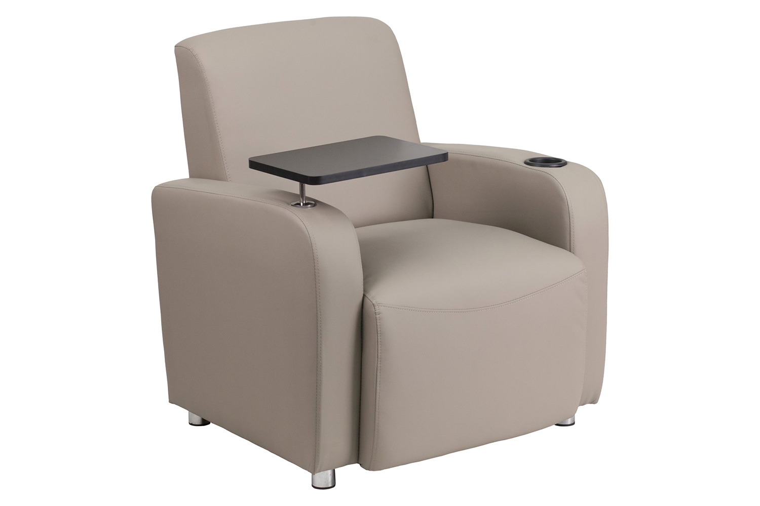 BLNK - George LeatherSoft Guest Chair with Tablet Arm, Chrome Legs and Cup Holder