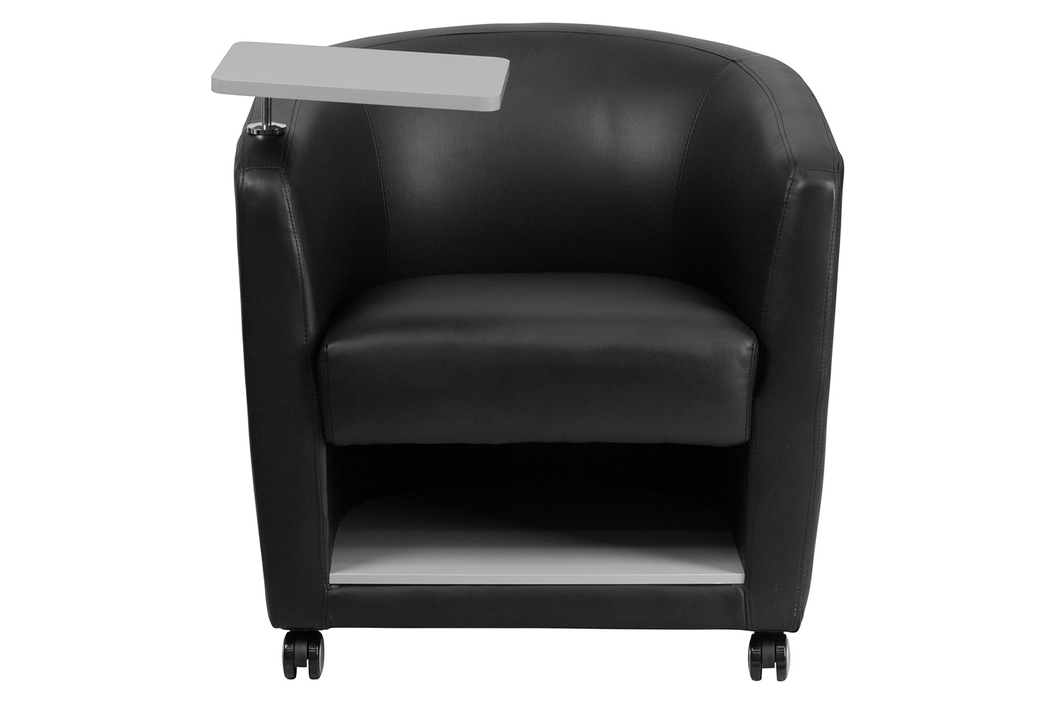 BLNK George LeatherSoft Guest Chair with Tablet Arm, Front Wheel Casters and Under Seat Storage - Gray Table