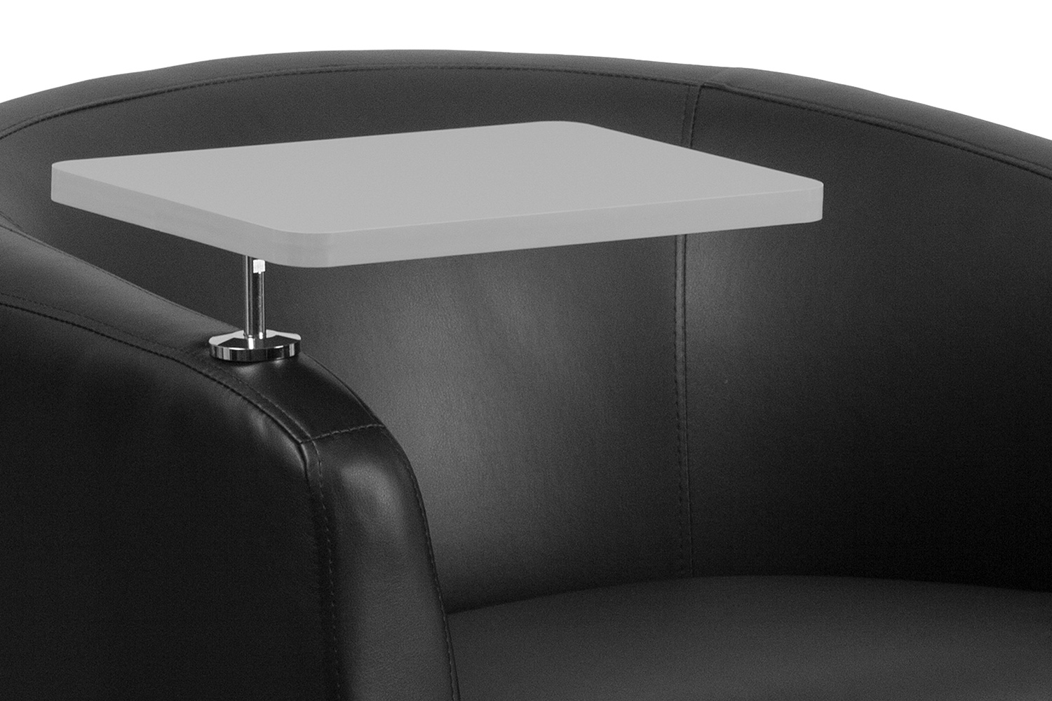 BLNK George LeatherSoft Guest Chair with Tablet Arm, Front Wheel Casters and Under Seat Storage - Gray Table
