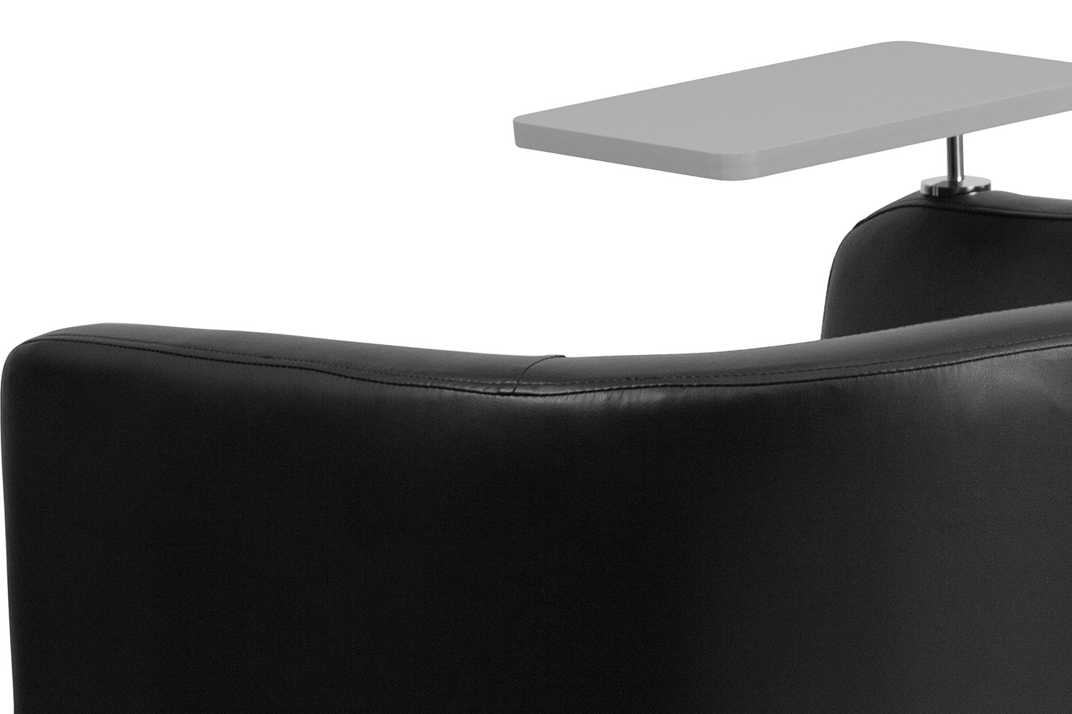 BLNK George LeatherSoft Guest Chair with Tablet Arm, Front Wheel Casters and Under Seat Storage - Gray Table