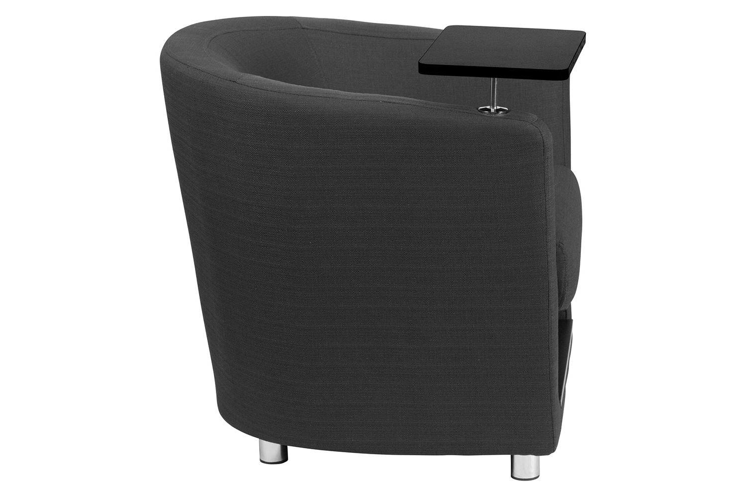 BLNK George Fabric Guest Chair with Tablet Arm, Chrome Legs and Under Seat Storage - Black Table