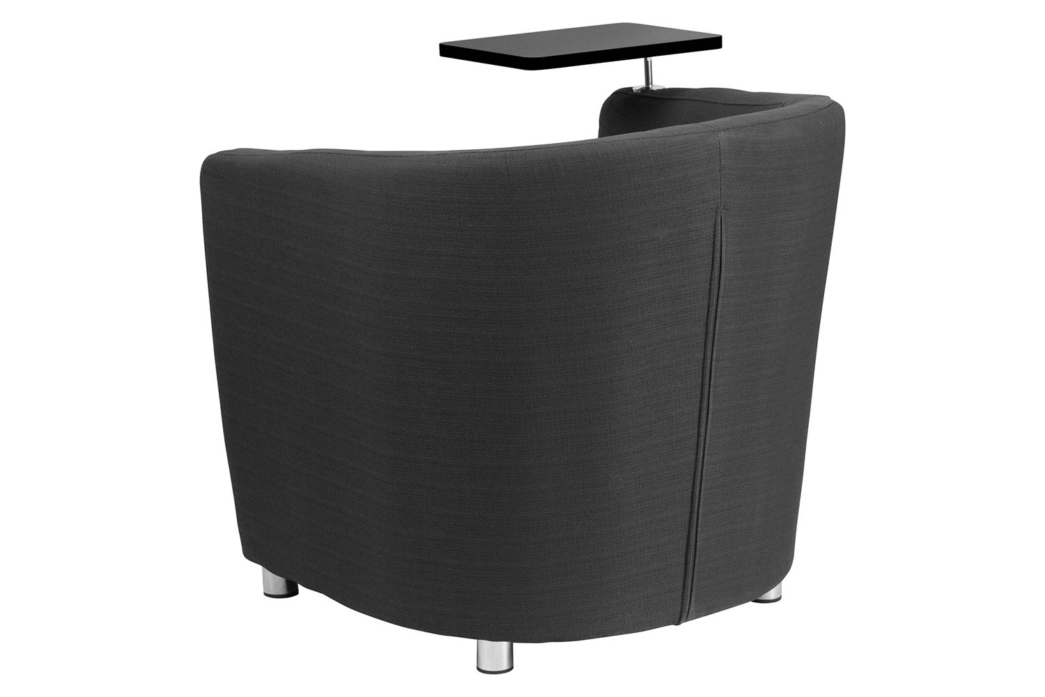 BLNK George Fabric Guest Chair with Tablet Arm, Chrome Legs and Under Seat Storage - Black Table