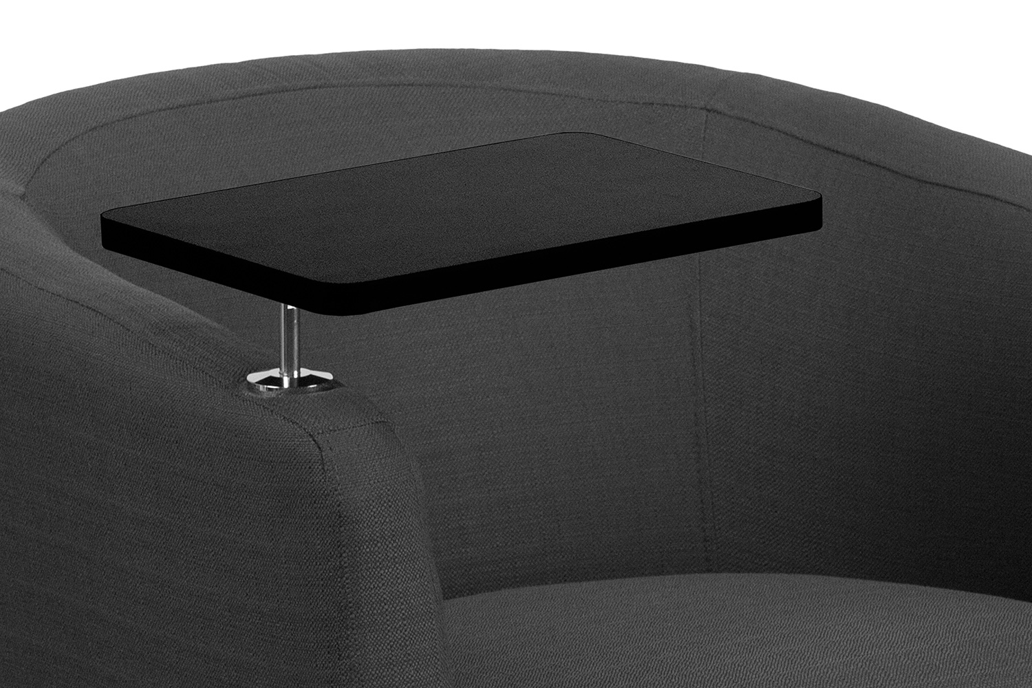 BLNK George Fabric Guest Chair with Tablet Arm, Chrome Legs and Under Seat Storage - Black Table