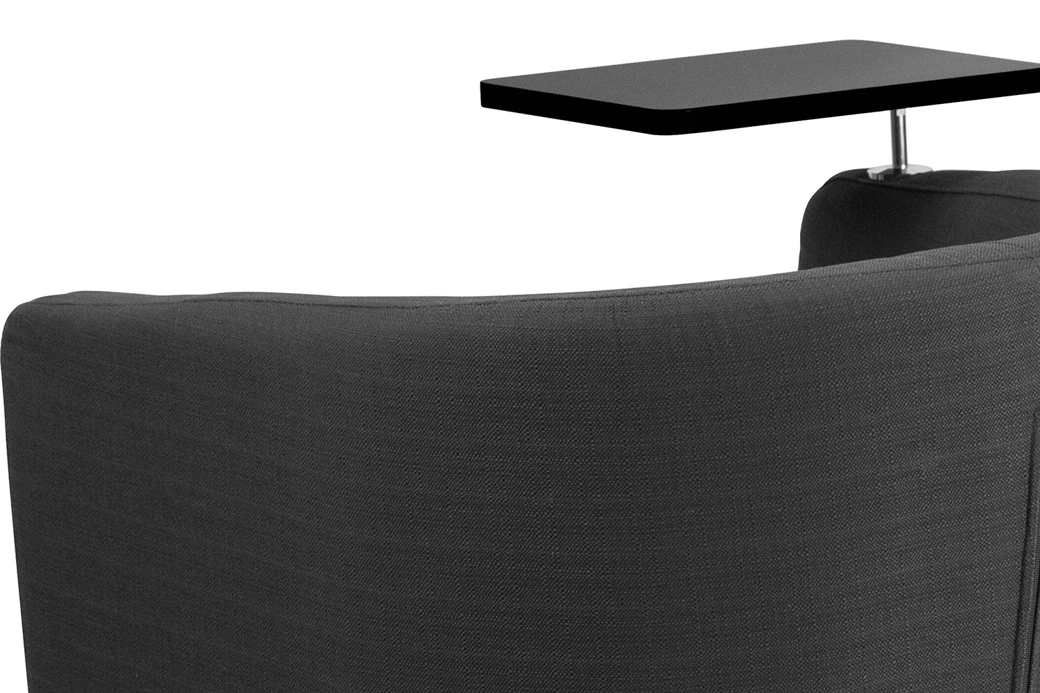 BLNK George Fabric Guest Chair with Tablet Arm, Chrome Legs and Under Seat Storage - Black Table