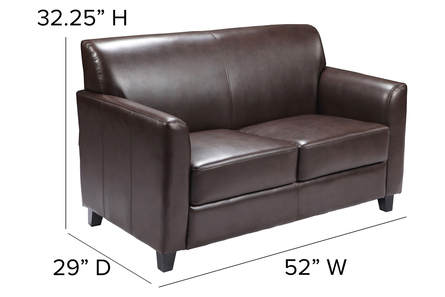 BLNK HERCULES Diplomat Series LeatherSoft Loveseat - Brown