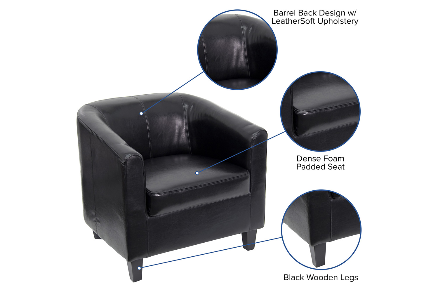 BLNK Katie LeatherSoft Lounge Chair - Black