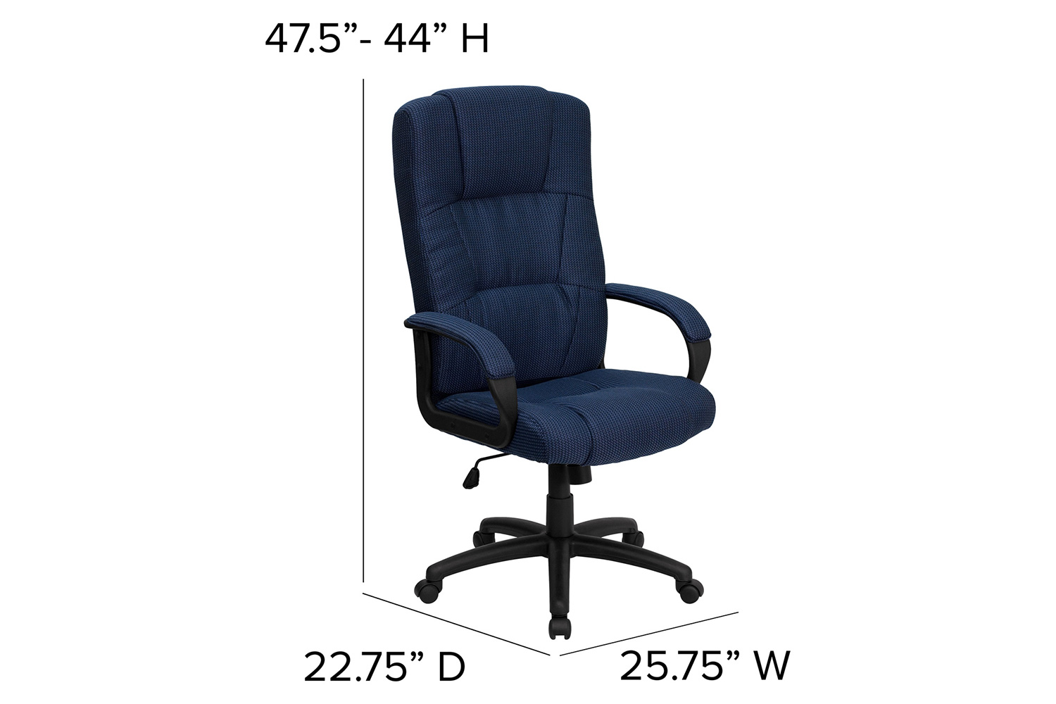 BLNK Rochelle Fabric High-Back Executive Swivel Office Chair with Arms - Blue