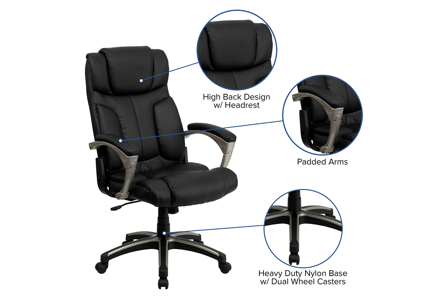 BLNK - Hansel LeatherSoft High-Back Folding Executive Swivel Office Chair with Arms