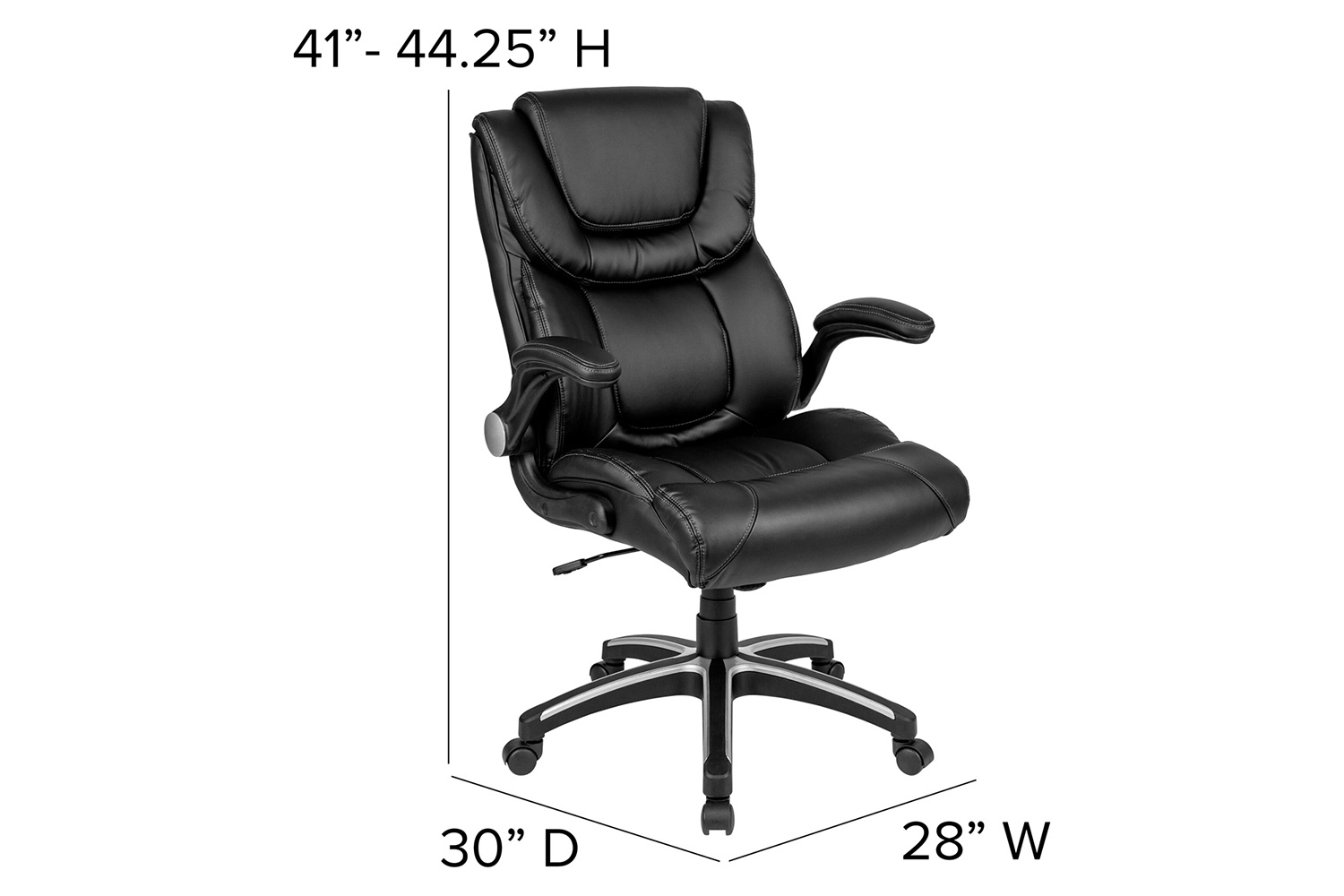 BLNK - Hansel LeatherSoft High-Back Executive Swivel Office Chair with Double Layered Headrest and Open Arms