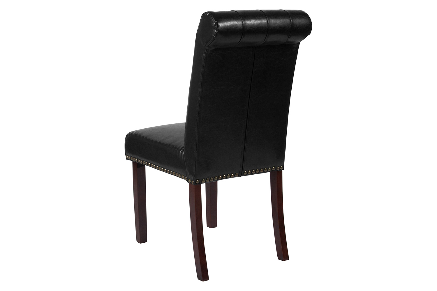 BLNK HERCULES Series LeatherSoft Parsons Chair with Rolled Back, Accent Nail Trim and Walnut Finish - Beige lack
