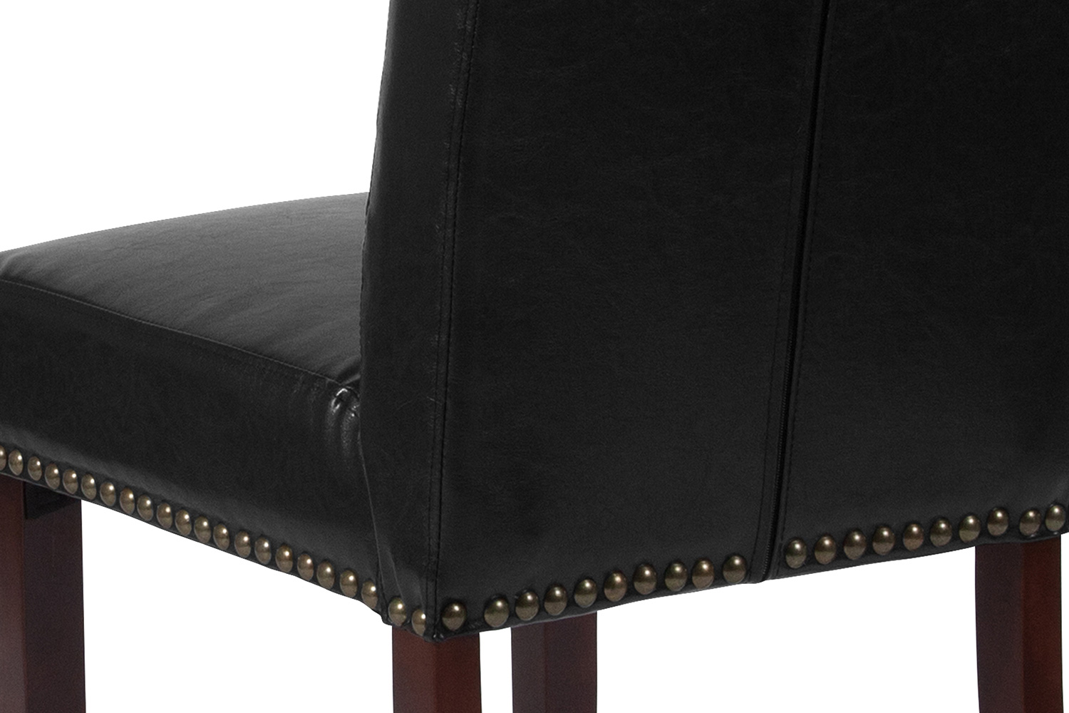 BLNK HERCULES Series LeatherSoft Parsons Chair with Rolled Back, Accent Nail Trim and Walnut Finish - Beige lack