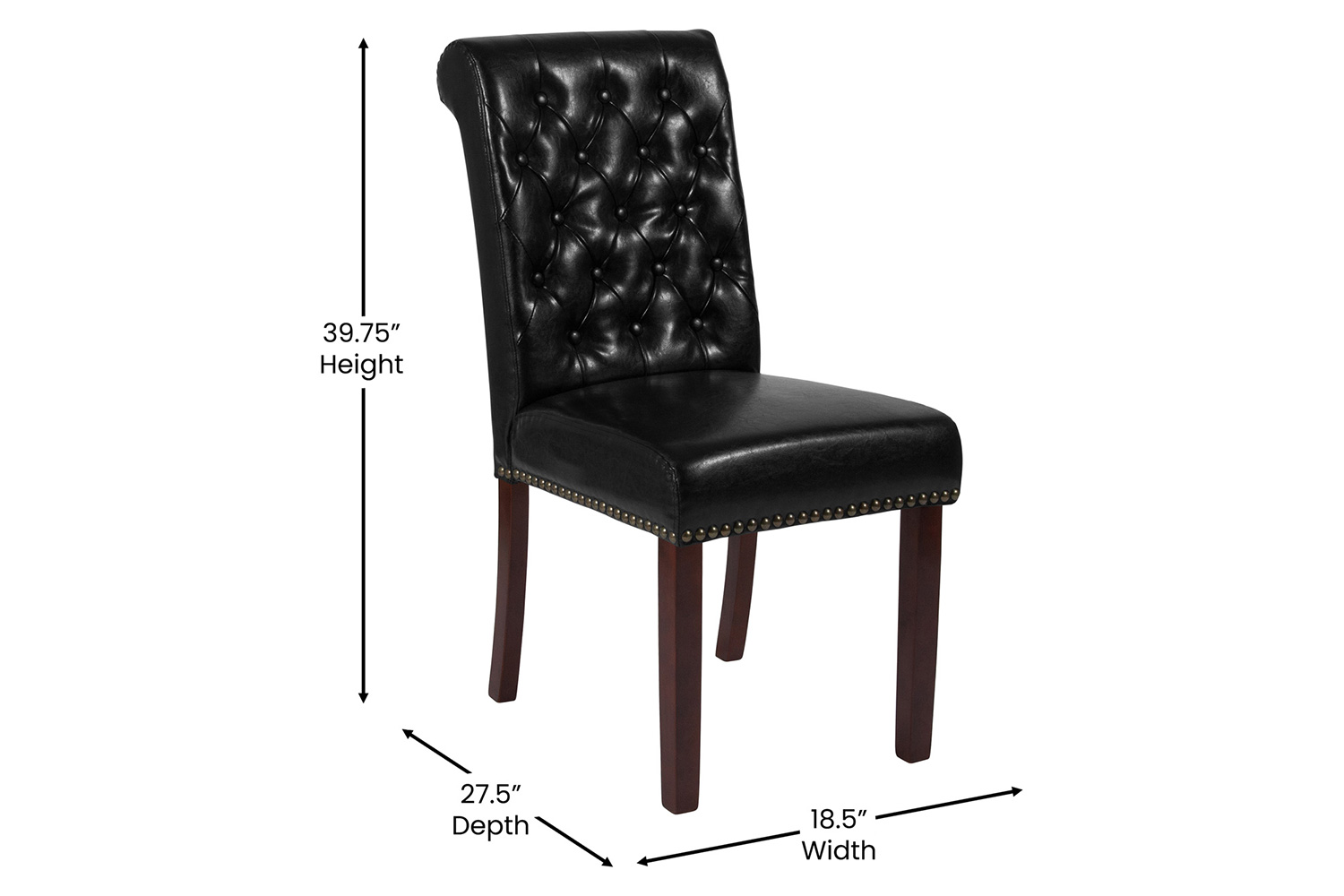 BLNK HERCULES Series LeatherSoft Parsons Chair with Rolled Back, Accent Nail Trim and Walnut Finish - Beige lack