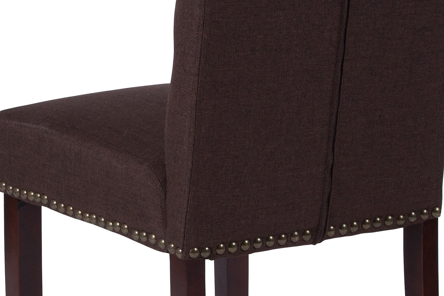BLNK HERCULES Series Fabric Parsons Chair with Rolled Back, Accent Nail Trim and Walnut Finish - Brown