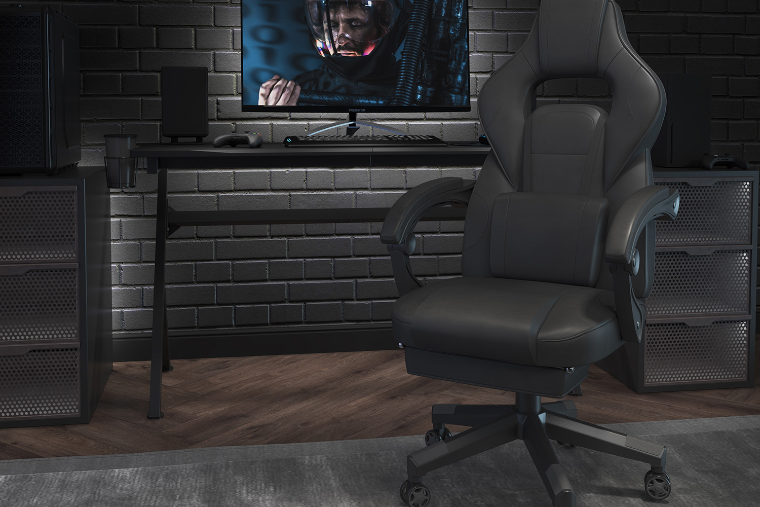 BLNK - X40 Gaming Racing Ergonomic Computer Chair with Fully Reclining Back/Arms, Slide-Out Footrest, Massaging Lumbar