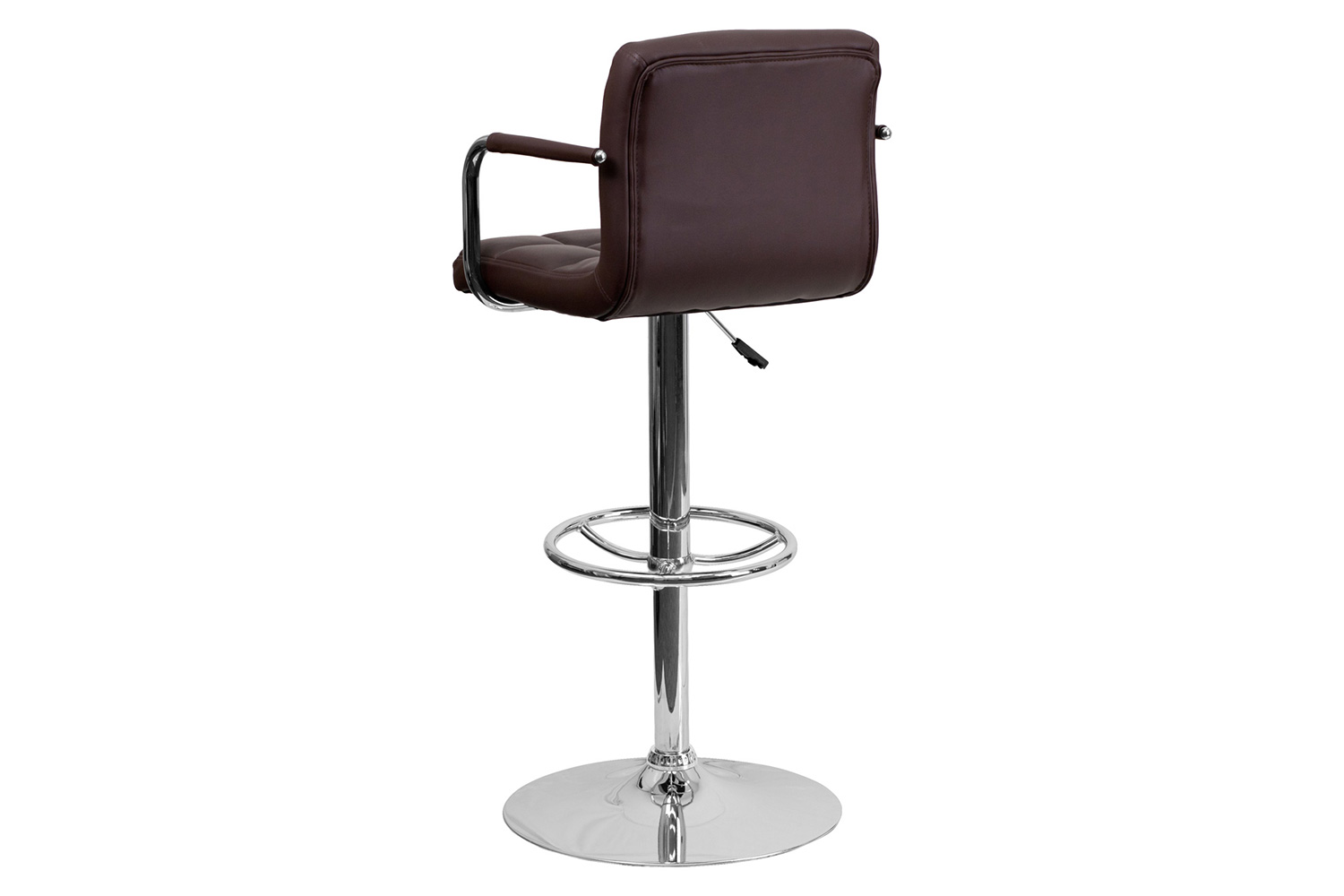 BLNK Genna Quilted Vinyl Adjustable Height Bar Stool with Arms and Chrome Base - Brown