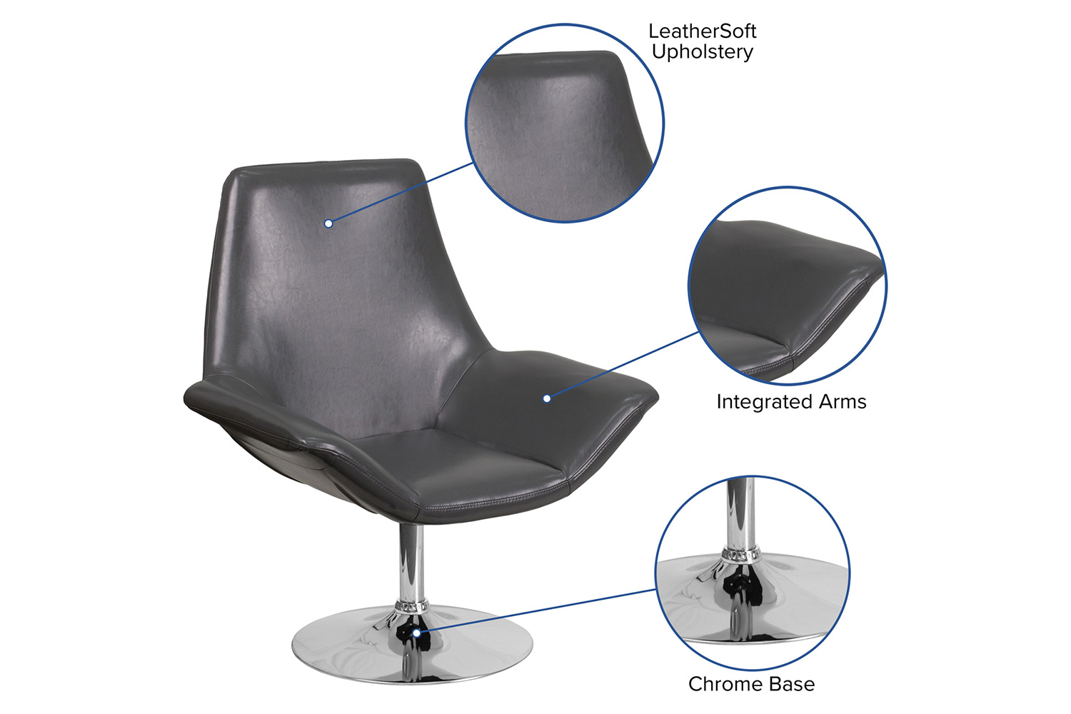 BLNK HERCULES Sabrina Series LeatherSoft Side Reception Chair - Gray