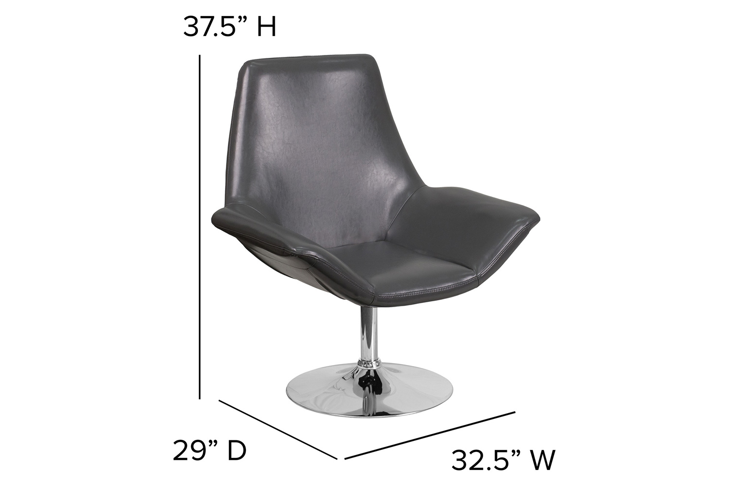 BLNK HERCULES Sabrina Series LeatherSoft Side Reception Chair - Gray