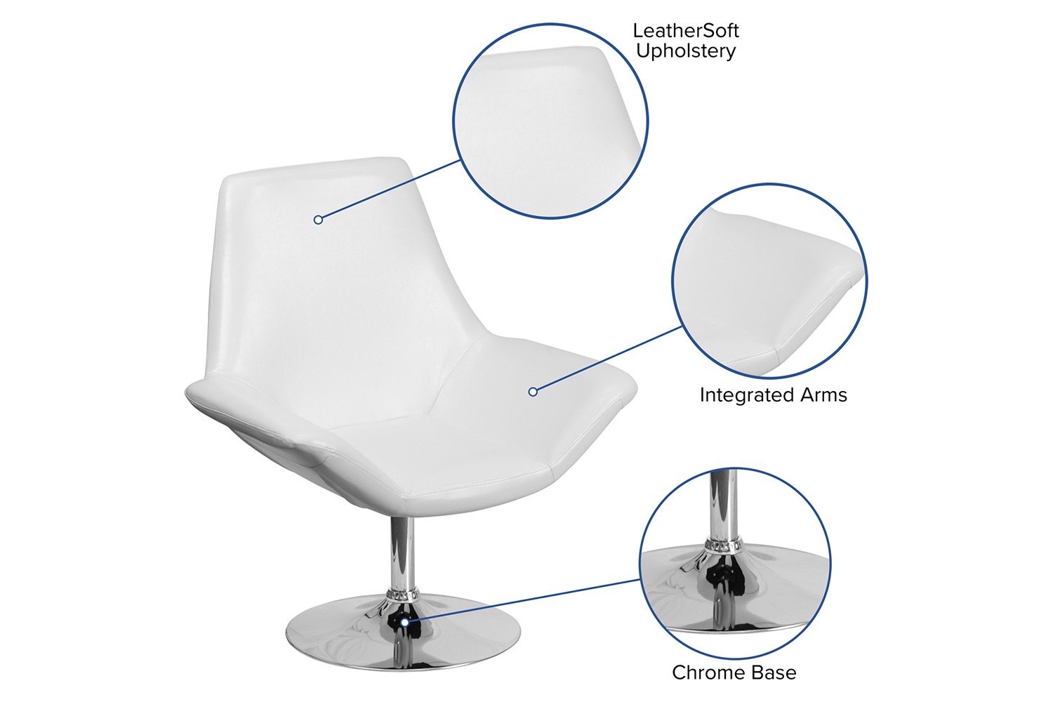BLNK HERCULES Sabrina Series LeatherSoft Side Reception Chair - White