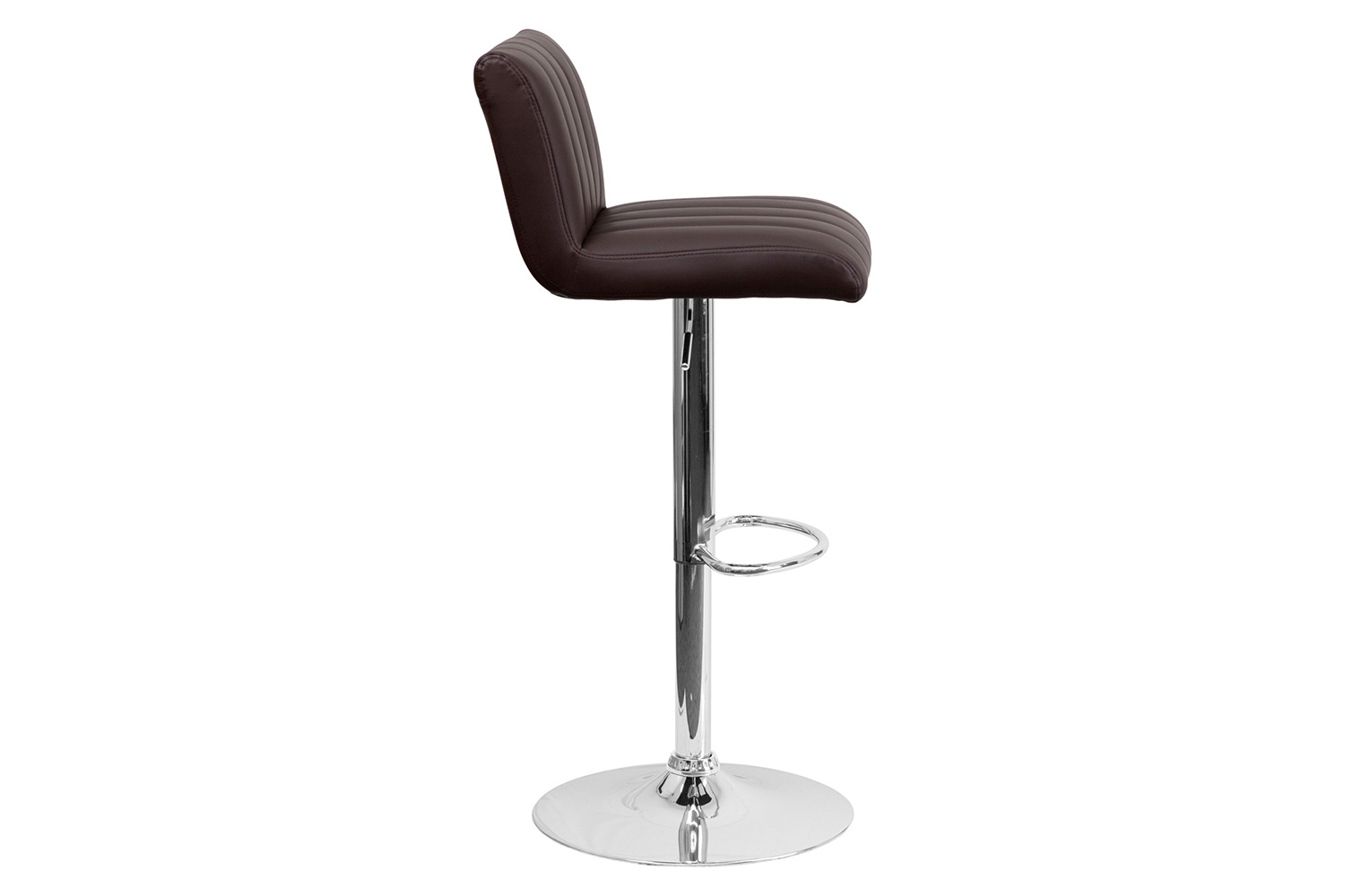 BLNK - Contemporary Vinyl Adjustable Height Bar Stool with Vertical Stitch Back/Seat and Chrome Base