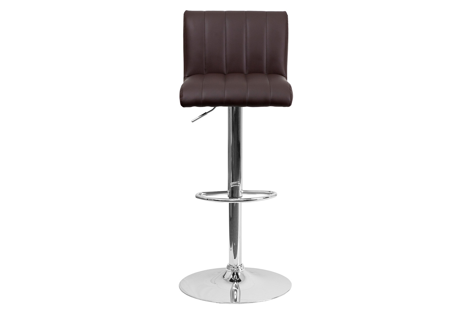 BLNK - Contemporary Vinyl Adjustable Height Bar Stool with Vertical Stitch Back/Seat and Chrome Base