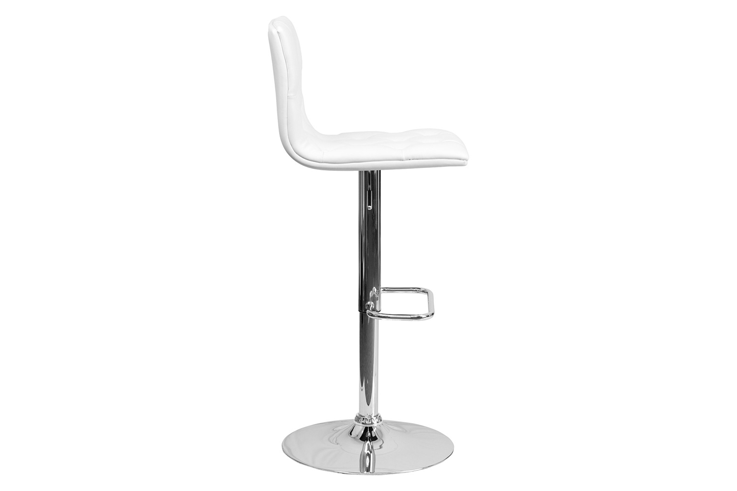 BLNK Sammie Vinyl Button Tufted Adjustable Height Bar Stool with Chrome Base - White