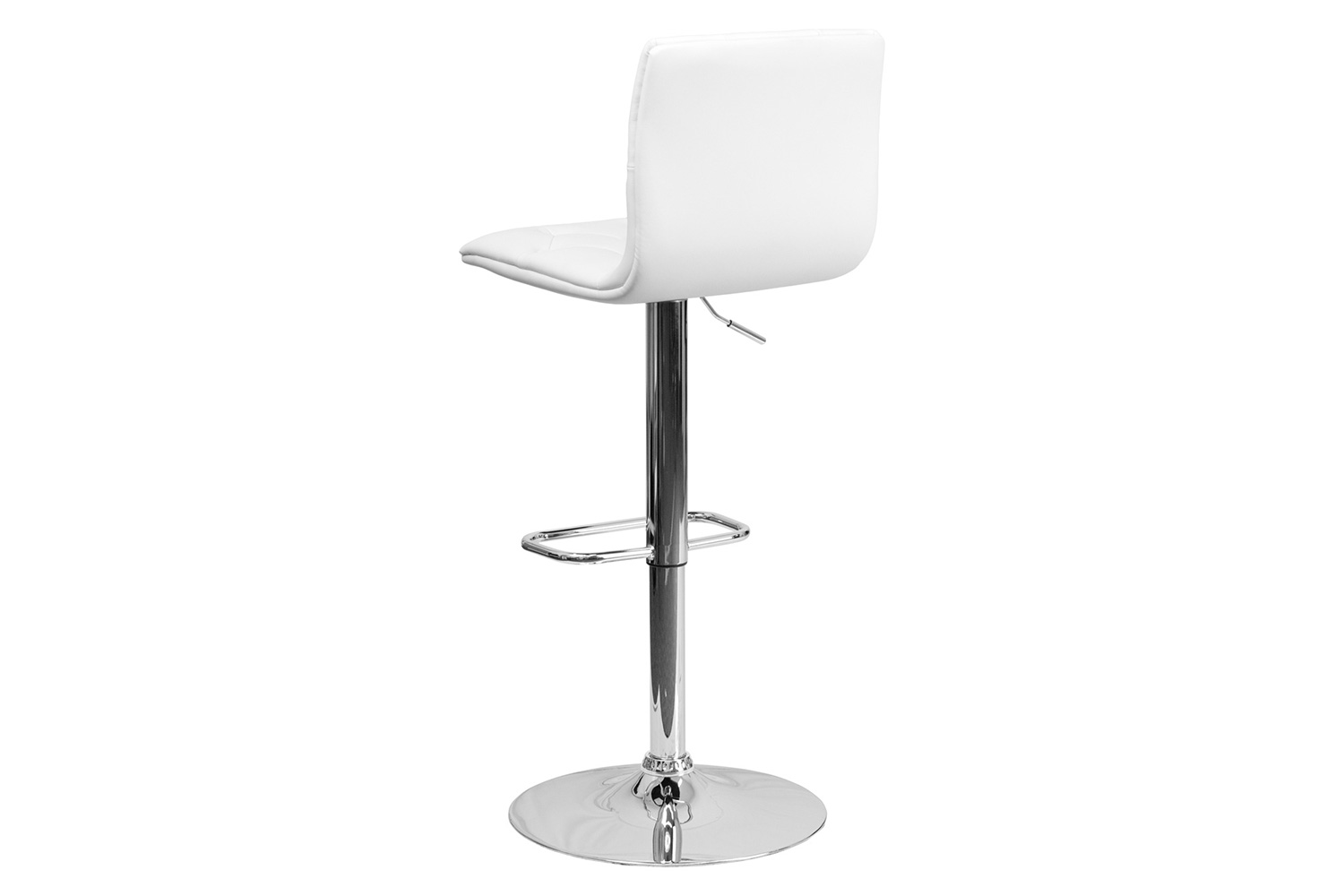 BLNK Sammie Vinyl Button Tufted Adjustable Height Bar Stool with Chrome Base - White