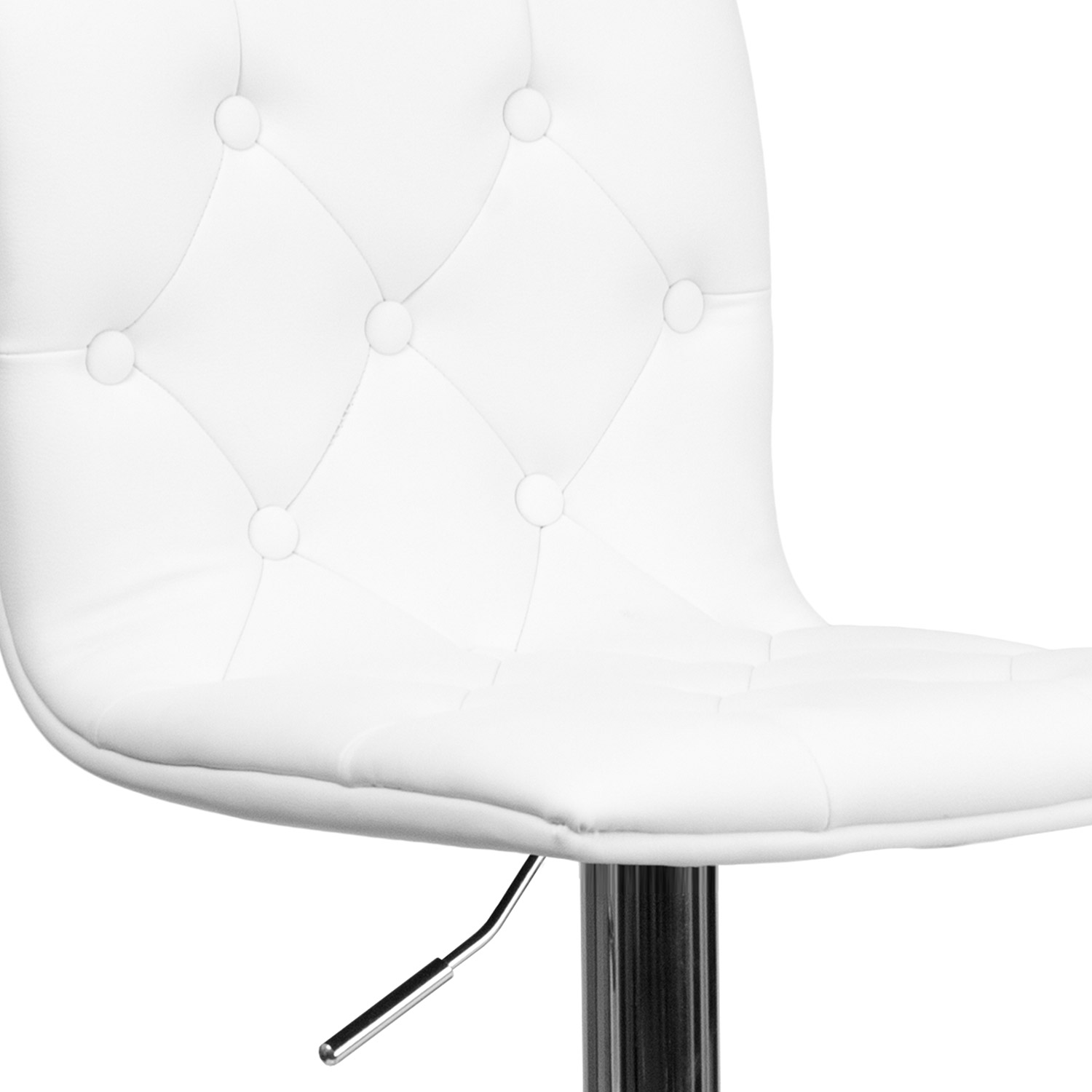 BLNK Sammie Vinyl Button Tufted Adjustable Height Bar Stool with Chrome Base - White
