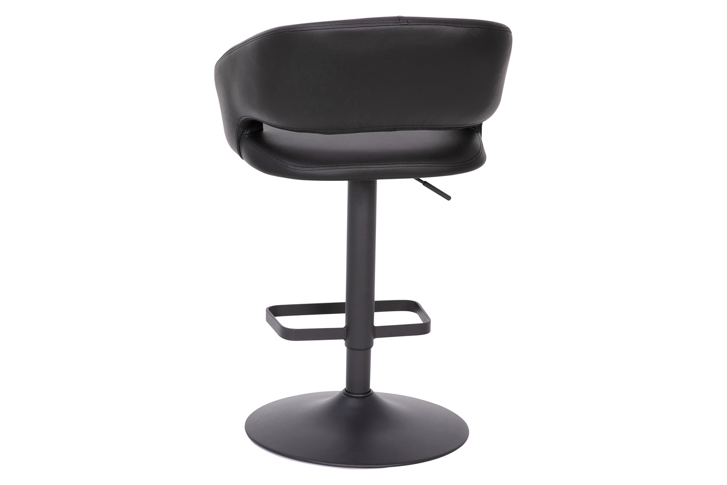BLNK Erik Vinyl Adjustable Height Bar Stool with Rounded Mid-Back and Black Base - Black