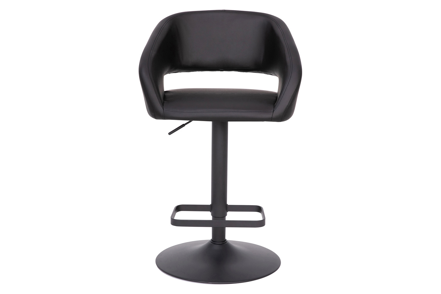 BLNK Erik Vinyl Adjustable Height Bar Stool with Rounded Mid-Back and Black Base - Black