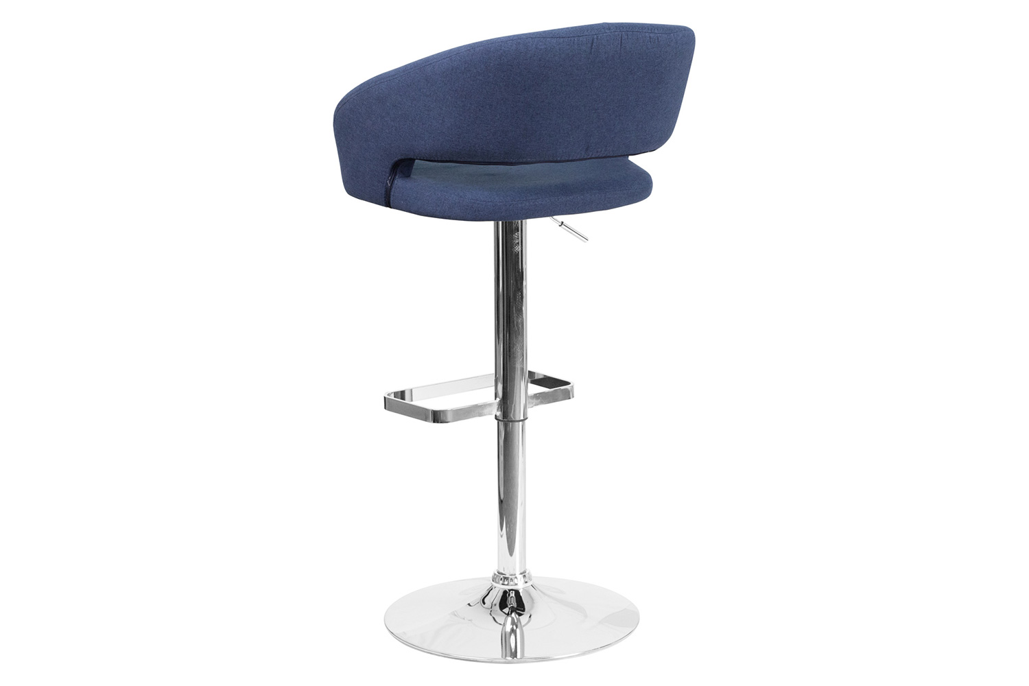 BLNK Erik Vinyl Adjustable Height Bar Stool with Rounded Mid-Back and Chrome Base - Blue