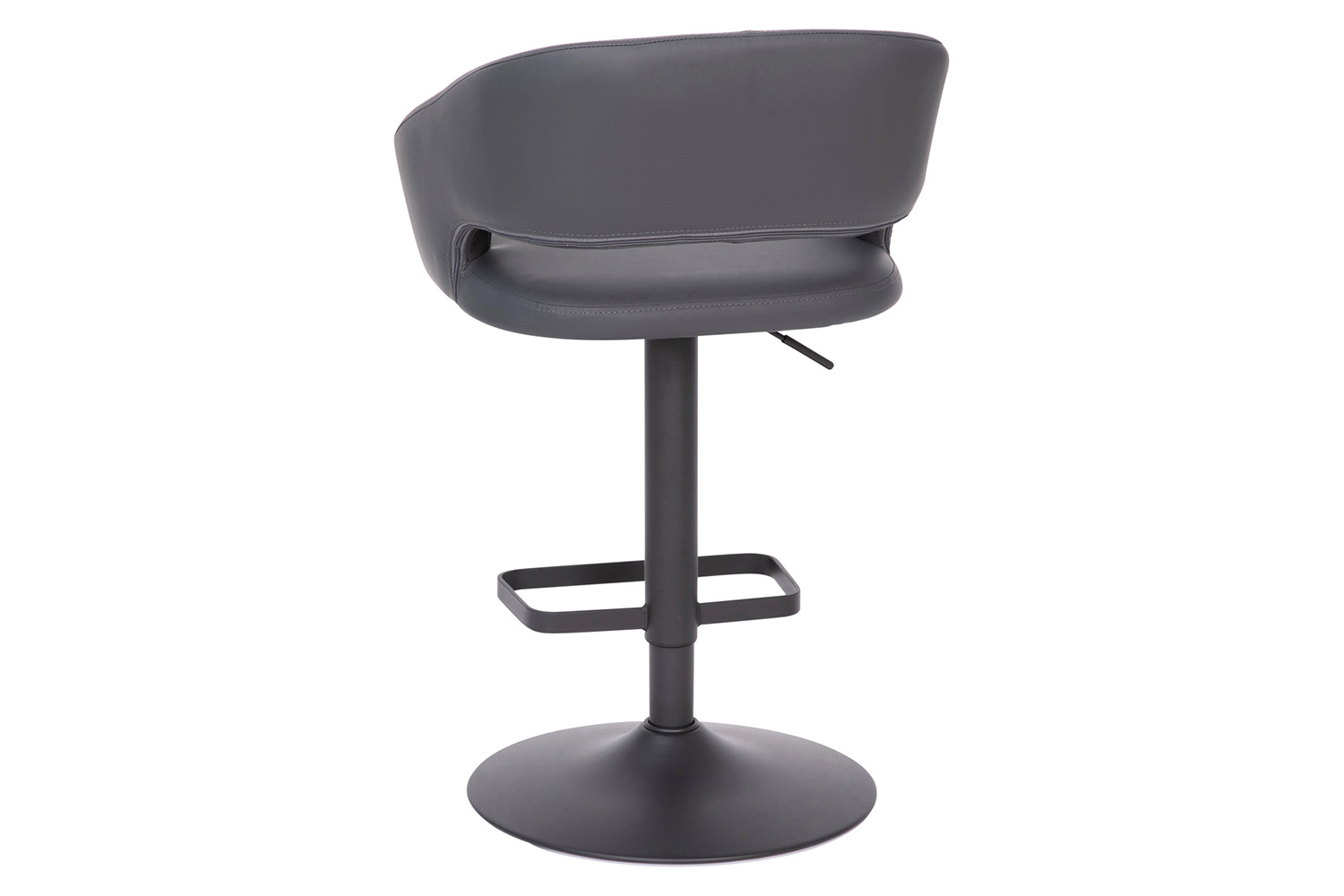 BLNK Erik Vinyl Adjustable Height Bar Stool with Rounded Mid-Back and Black Base - Gray