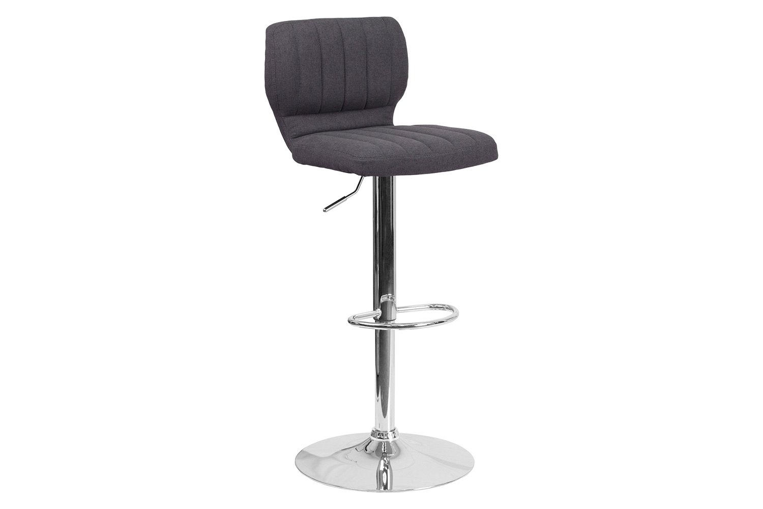 BLNK - Jeremy Fabric Adjustable Height Bar Stool with Vertical Stitch Back and Chrome Base