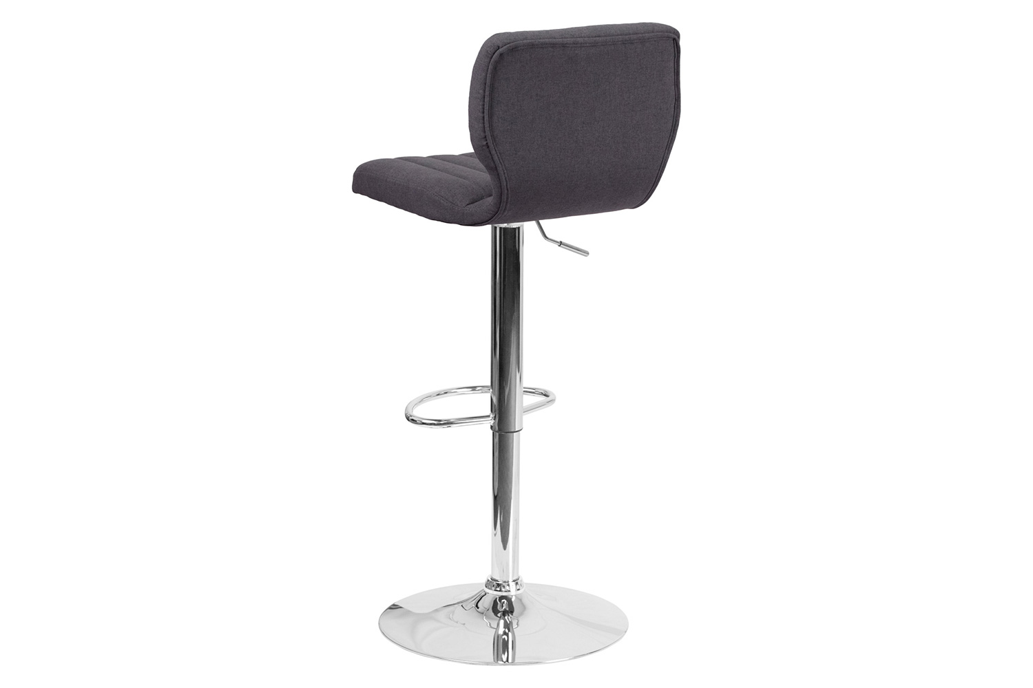 BLNK Jeremy Fabric Adjustable Height Bar Stool with Vertical Stitch Back and Chrome Base - Charcoal