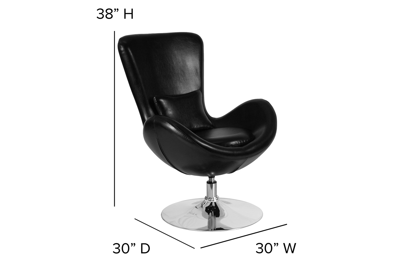 BLNK Egg Series LeatherSoft Side Reception Chair - Black