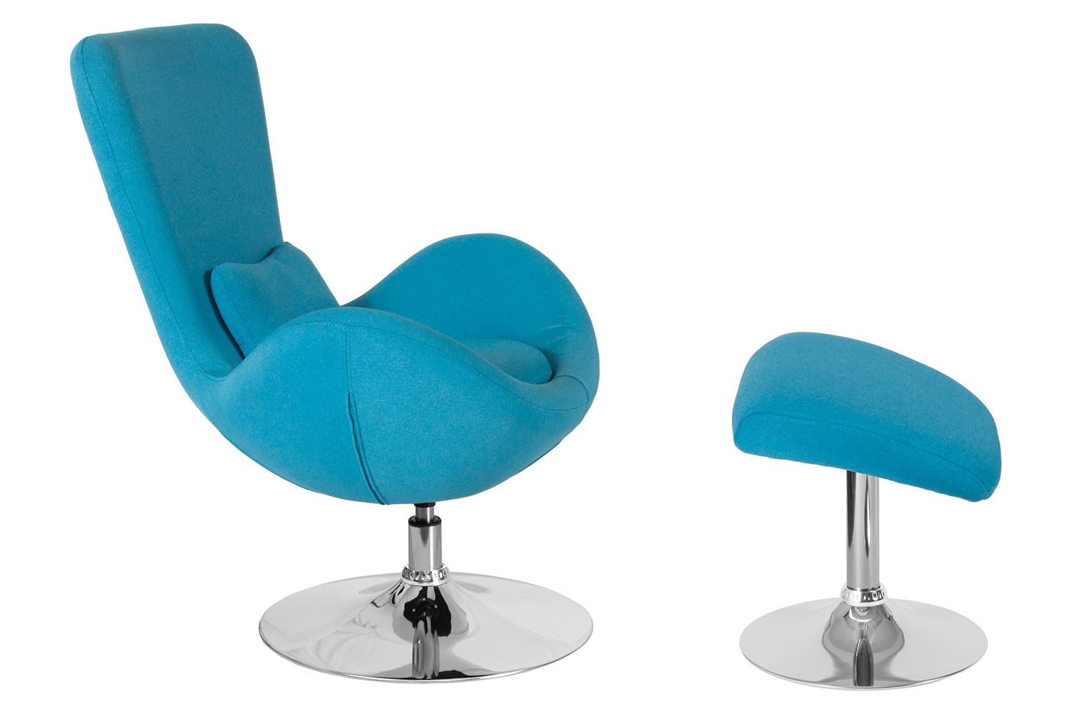 BLNK Egg Series Fabric Side Reception Chair with Ottoman - Aqua