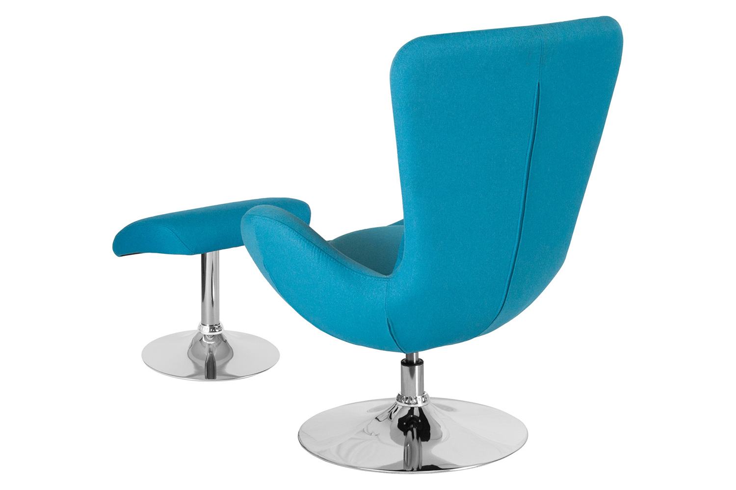 BLNK Egg Series Fabric Side Reception Chair with Ottoman - Aqua